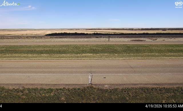 Hwy 1: East of Range Road 40 near Irvine — South side of HWY