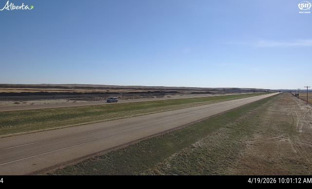 Hwy 1: East of Range Road 40 near Irvine — South side of HWY