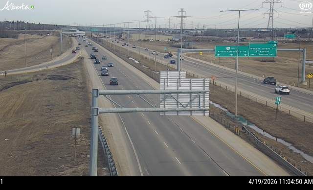 Hwy 216: Anthony Henday Drive and Whitemud Drive West Interchange — SB,  West side of HWY